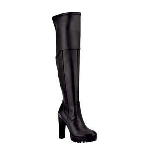 Guess Taylin Black High Heel Boots Over The Knee Faux Leather Women’s Size 7 New